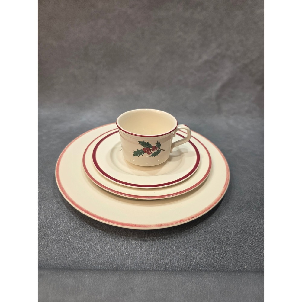 Taylor Smith & Taylor Holly & Spruce Christmas Dinnerware Set 4 Place Settings